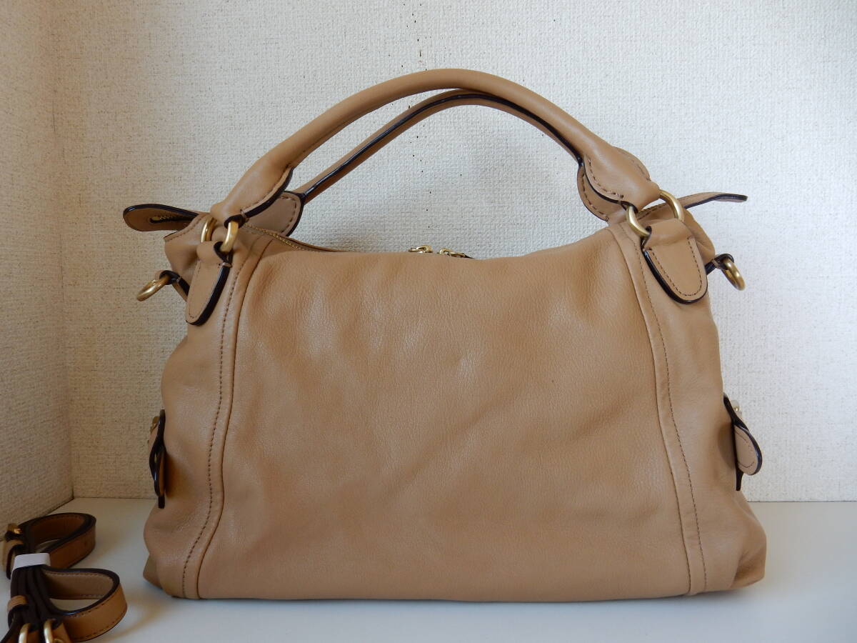  original leather *SAZABY( Sazaby )*A4 correspondence *2WAY tote bag ( shoulder belt attaching ) beige ( metal fittings mat Gold ) storage bag attaching 