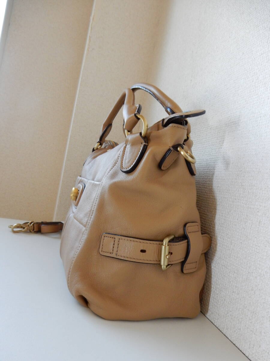  original leather *SAZABY( Sazaby )*A4 correspondence *2WAY tote bag ( shoulder belt attaching ) beige ( metal fittings mat Gold ) storage bag attaching 