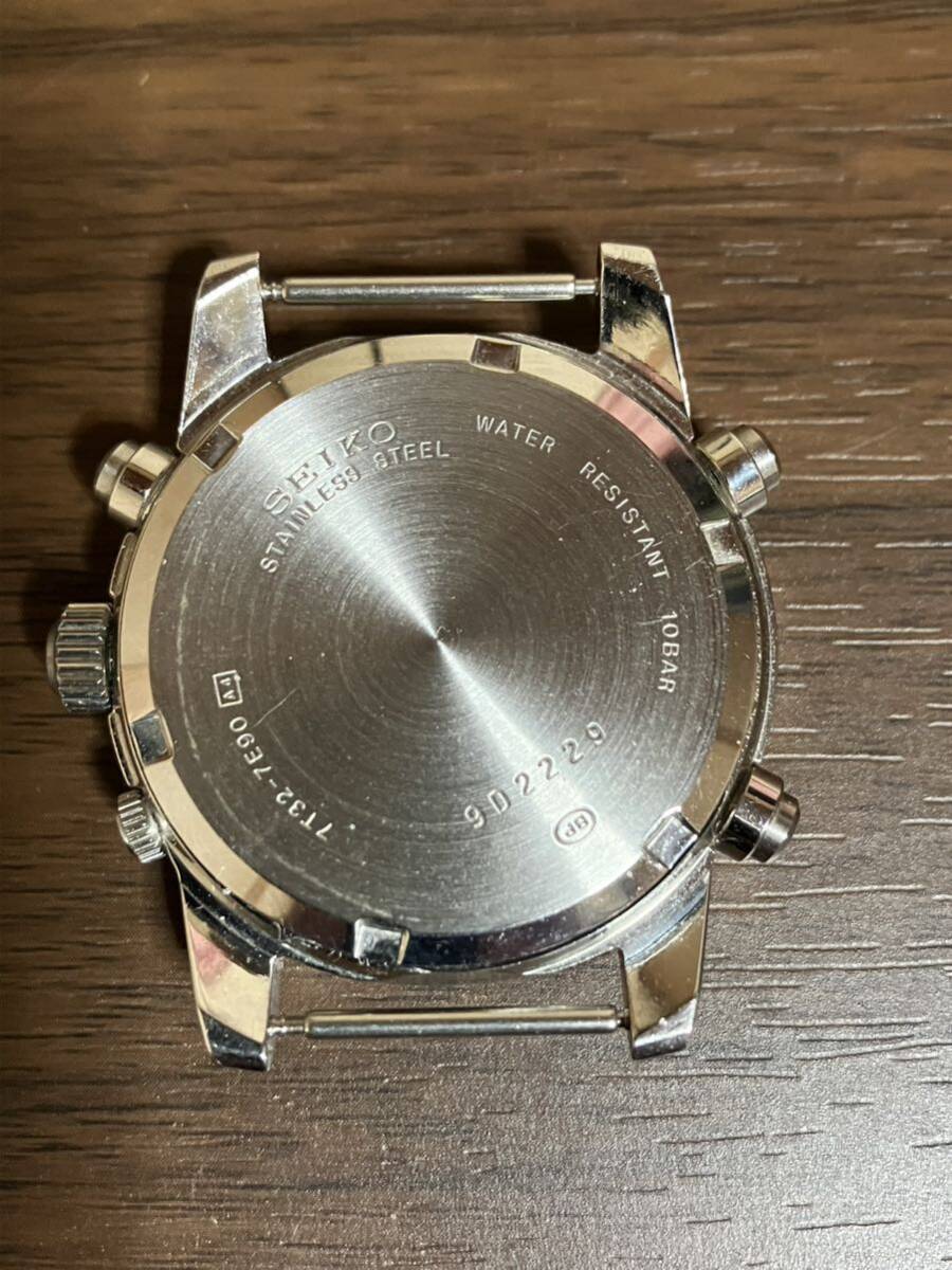 《稼働品》SEIKO SUS クロノグラフ 7T32-7E90 黒盤面_画像3