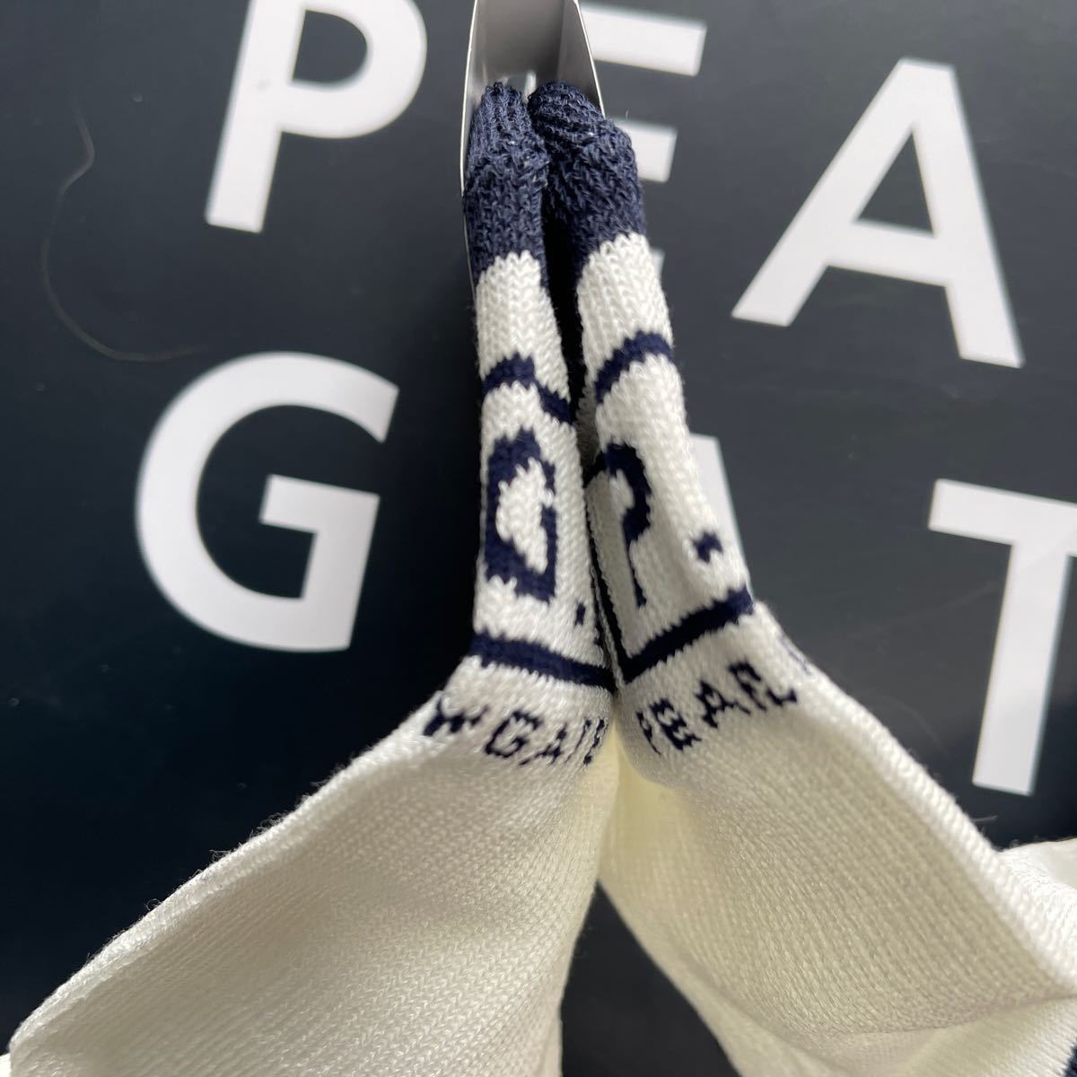 送料無料PEARLY GATESパーリーゲイツWOMENS二つ折ショートソックスPG刺繍×PG編地ジャカードカカトサポートWhite Navy LINE(お買得)新品_画像4