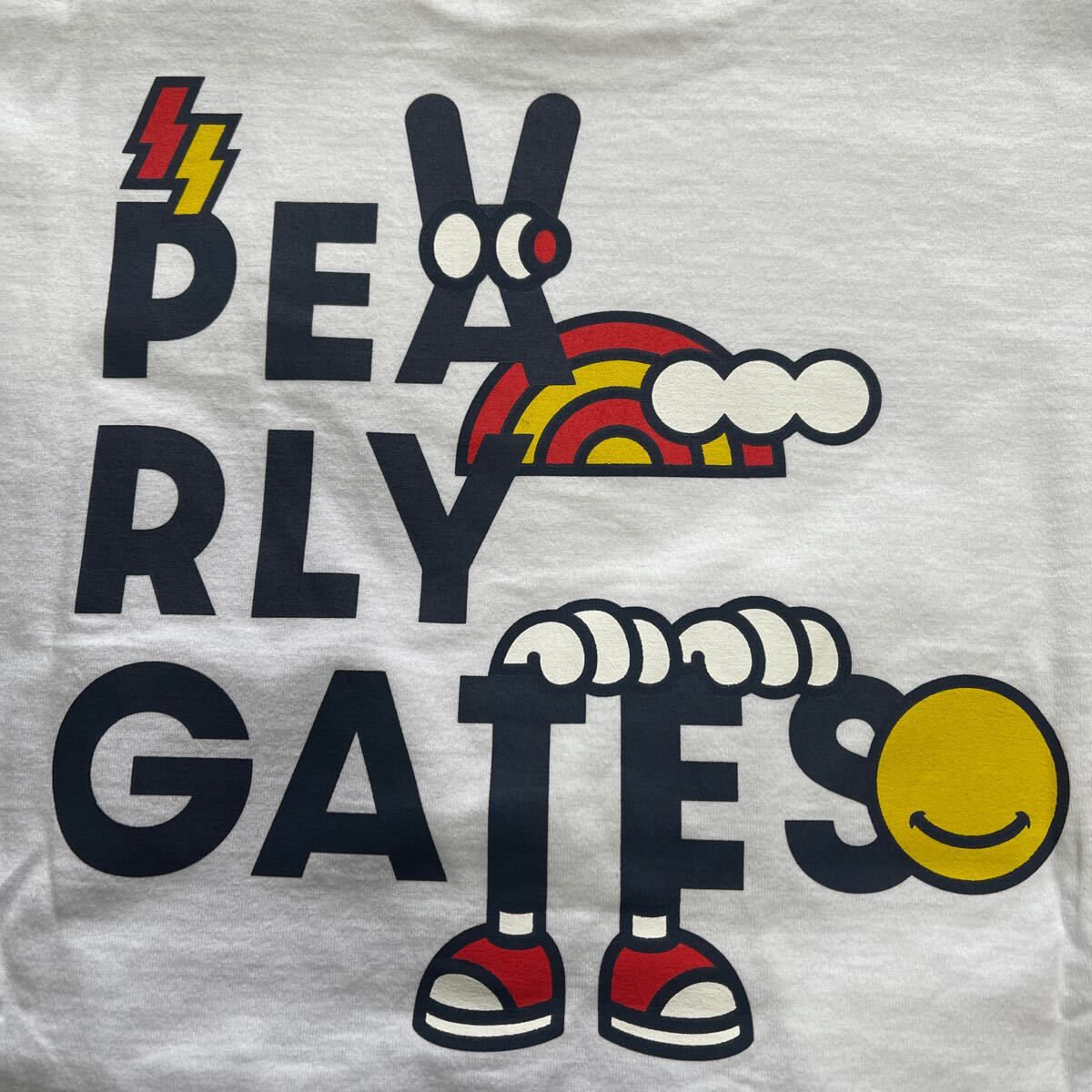 送料無料PEARLY GATESパーリーゲイツMENS背面BIGPGロゴTシャツベア天竺吸水速乾STRETCHどうしちゃったのPGニコSERIES White(お買得4)新品_画像2