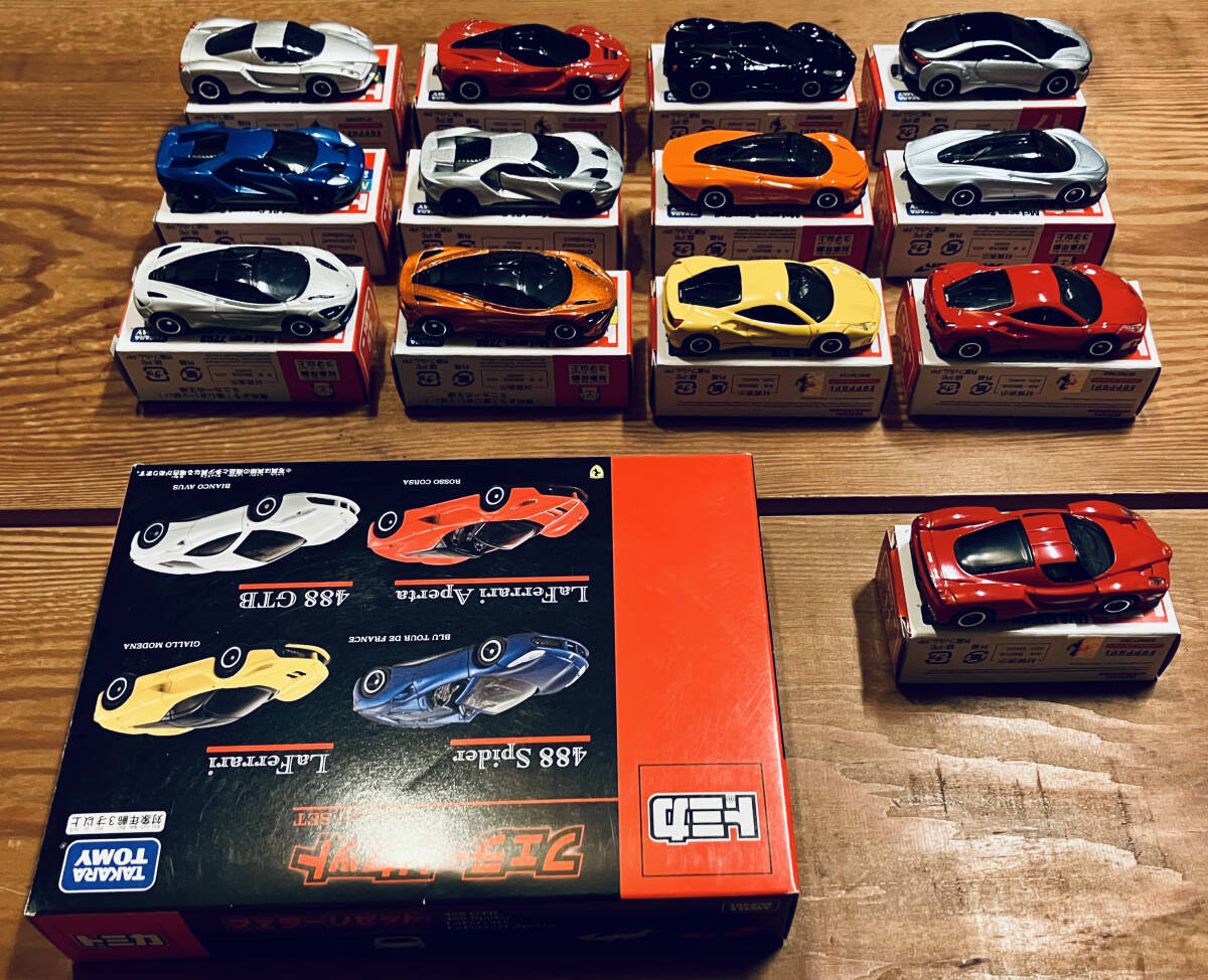 TOMICA トミカ 赤箱 絶版 廃盤 希少 レア 初回特別仕様 フェラーリセット BMW i8 ラフェラーリ 488 GTB マクラーレン 720S フォードGT_画像3