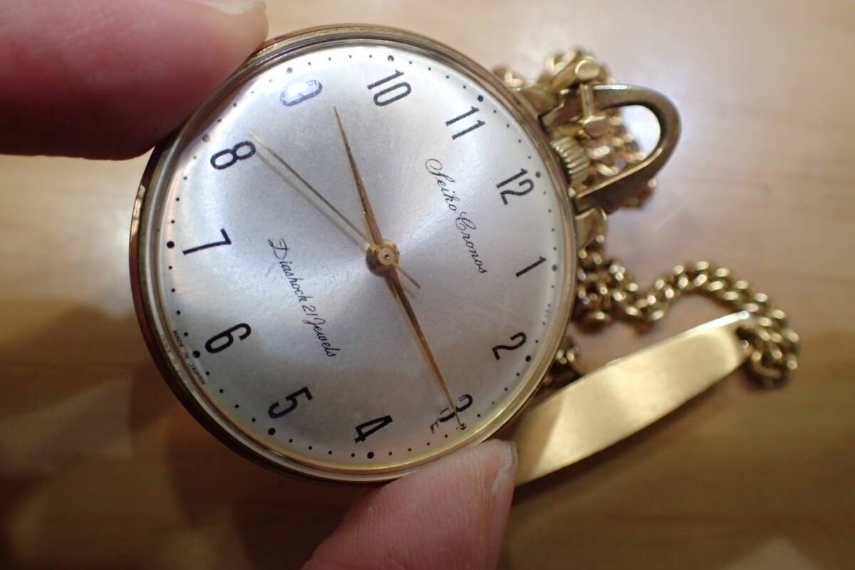 希少 SEIKO/セイコー クロノス ◆ フルアラビア数字 鉄道時計 手巻きアンティーク 懐中時計の画像2