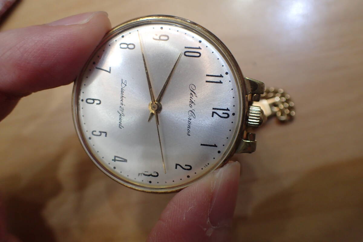 希少 SEIKO/セイコー クロノス ◆ フルアラビア数字 鉄道時計 手巻きアンティーク 懐中時計の画像8