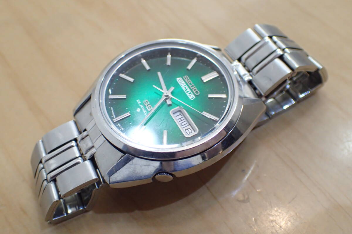 時計店在庫/長期保管 セイコー/SEIKO 5アクタス SS◆ グリーン文字盤 自動巻きアンティーク メンズ腕時計の画像2