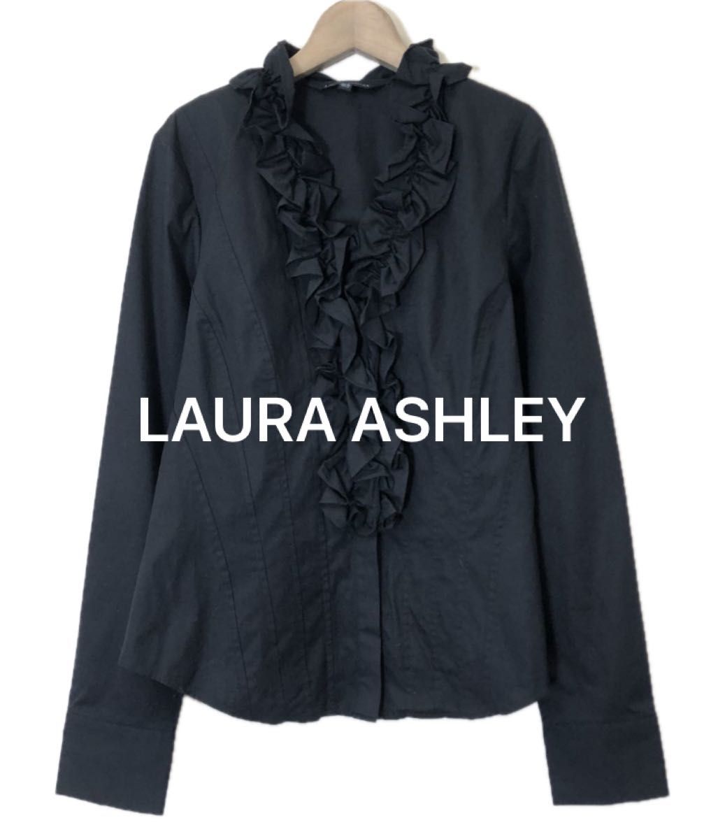 LAURA ASHLEY ブラウス（UK10/EUR35/USA6）S〜Mサイズ程度  ブラック　美品