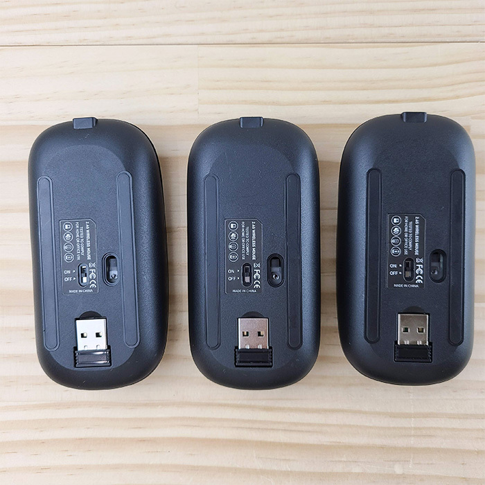 ワイヤレスマウス 3個セット USBレシーバー Bluetooth パソコン コンパクト 薄型 軽量 静音設計 充電式 2.4GHz 携帯に便利 USB ブラック_画像2