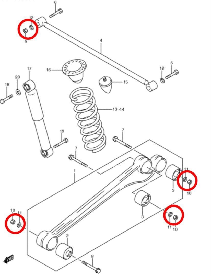 スズキ ジムニー JB23W JB33W JB43Wに ジャダーストップ強化ナット 足回りM12強化ナット締結箇所全般に 締結強化 剛性アップ 20個セット