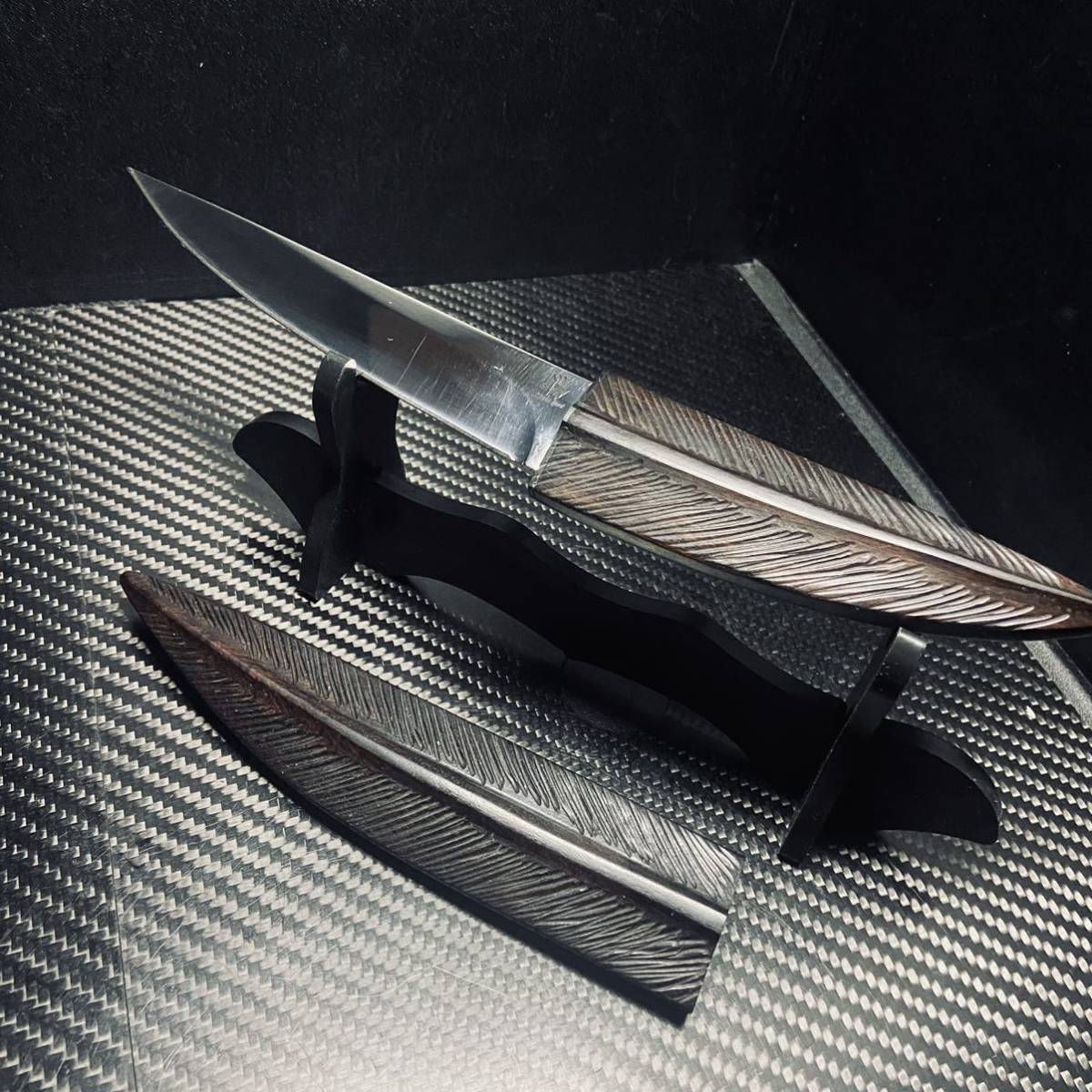 高級木製 短刀 和風ナイフ 和式短刀 鏡面 鋼製 木鞘ナイフ 和式ナイフ 伝統工芸 日本刀型_画像7