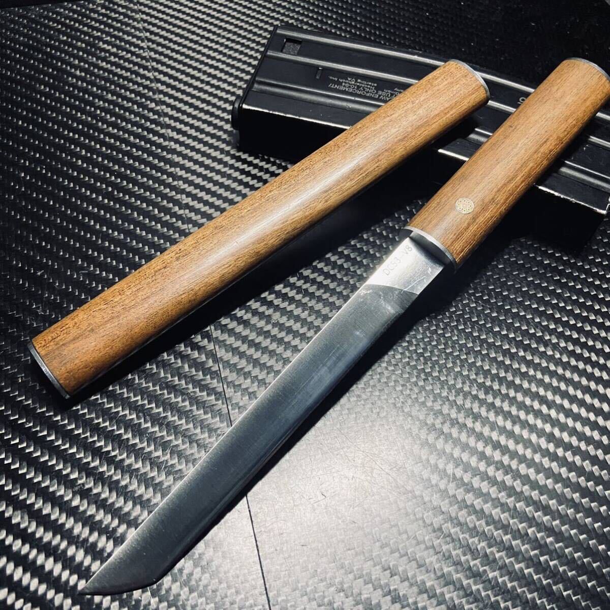 木製短刀 和風短刀 木鞘ナイフ 和式ナイフ 伝統工芸 日本刀型 112g 24cm 刃厚3cm _画像1