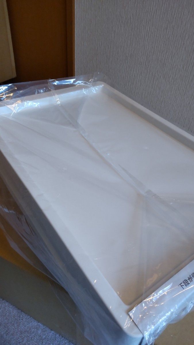 天板付き キッチンワゴン ホワイト キャスター付 3段 組立式 日本製