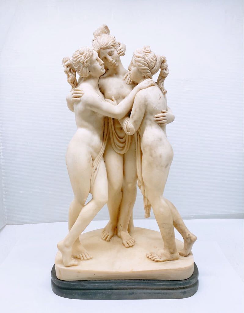ギリシャ神話 三美神 女神像 約6.2kg 高さ約43cm オブジェ 置物 インテリア アンティーク 女神 裸婦 模刻 西洋美術 コレクション _画像1