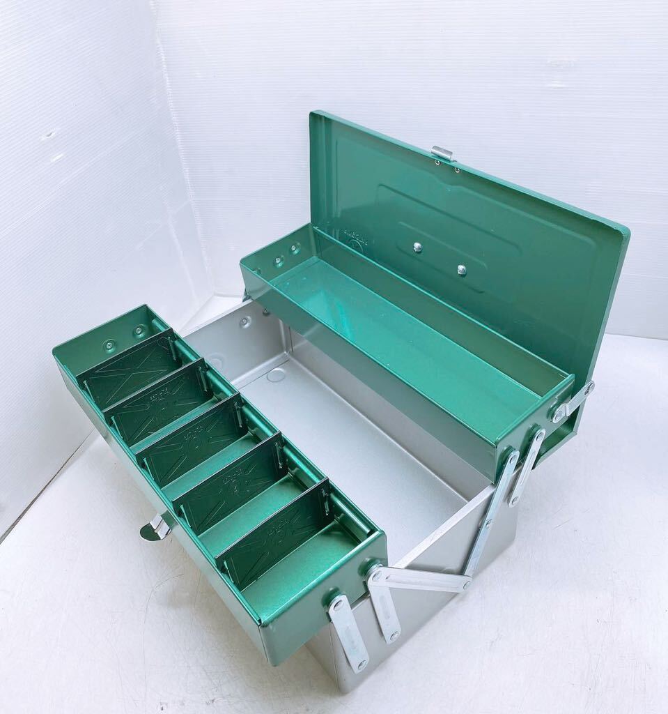 限定カラー リングスター 工具箱 ツールボックス MB-350 スライド2段式 BOX グリーン シルバー ツートン 道具箱 RING STAR 高級メッキの画像1