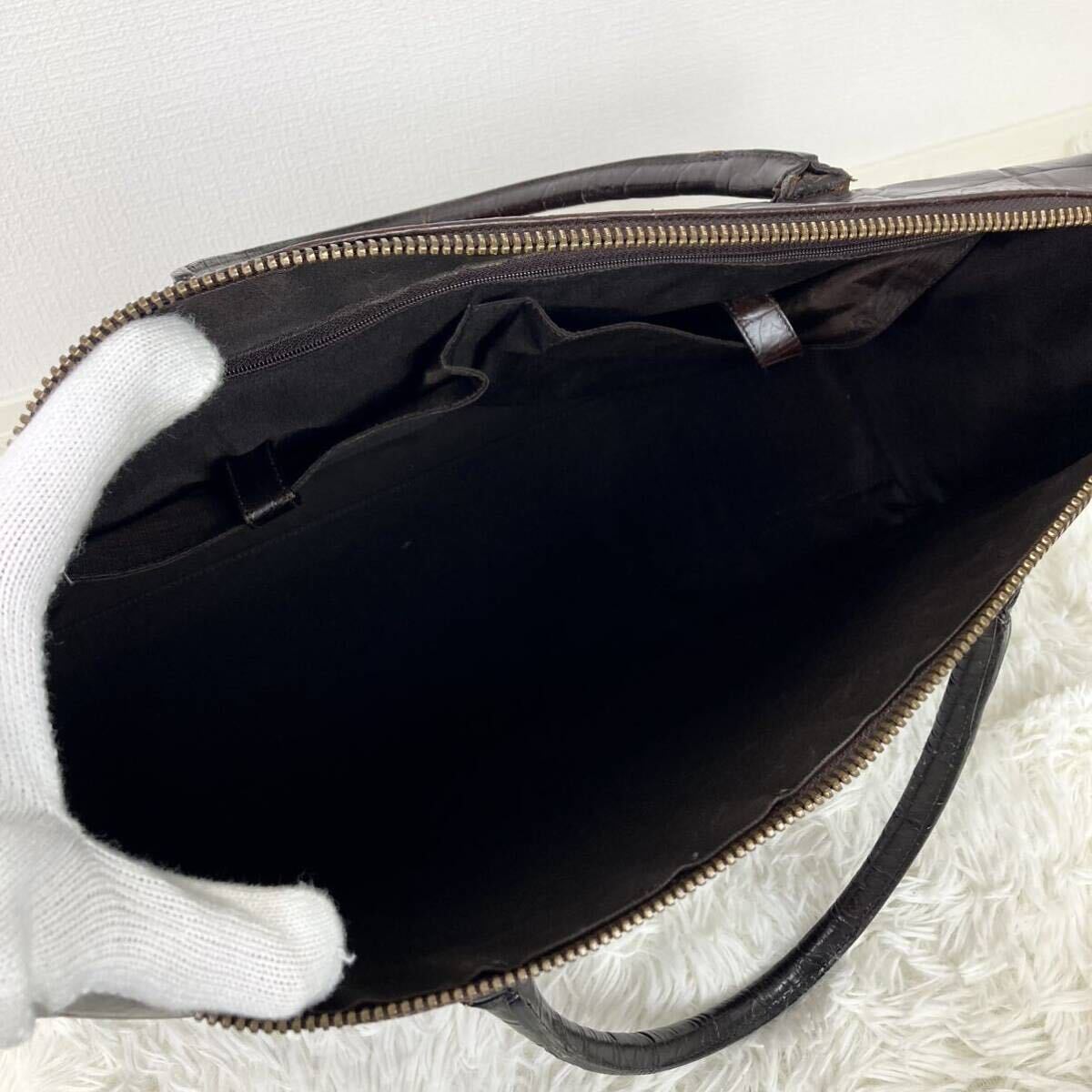 [ beautiful goods hard-to-find ]joru geo Armani GIORGIO ARMANI men's business black ko type hand tote bag briefcase leather original leather A4* tea 