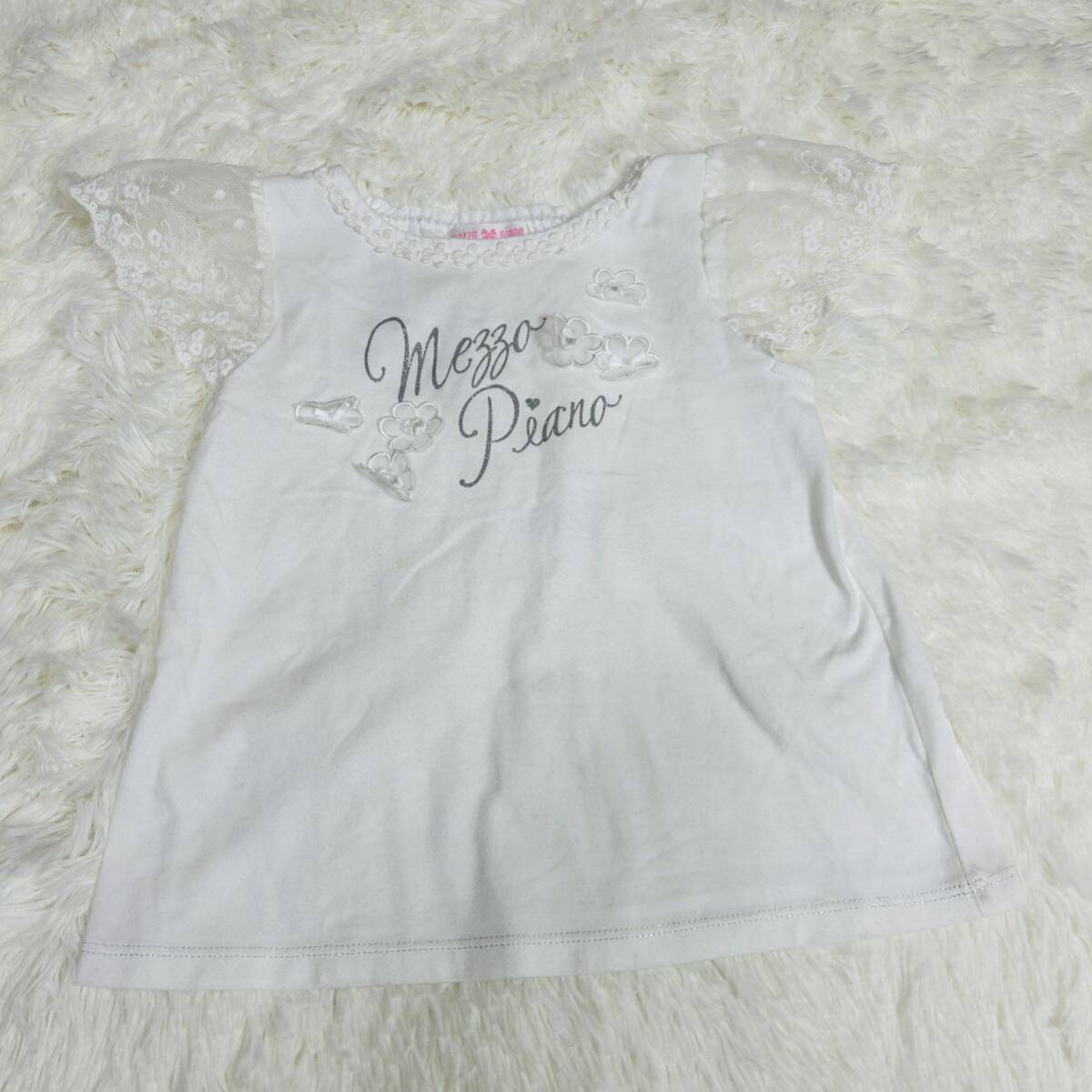 YT1372 mezzo piano メゾピアノ Tシャツ パンツ 上下セット 120cm フリル レース 女の子 可愛い キュロット ショートパンツ_画像2