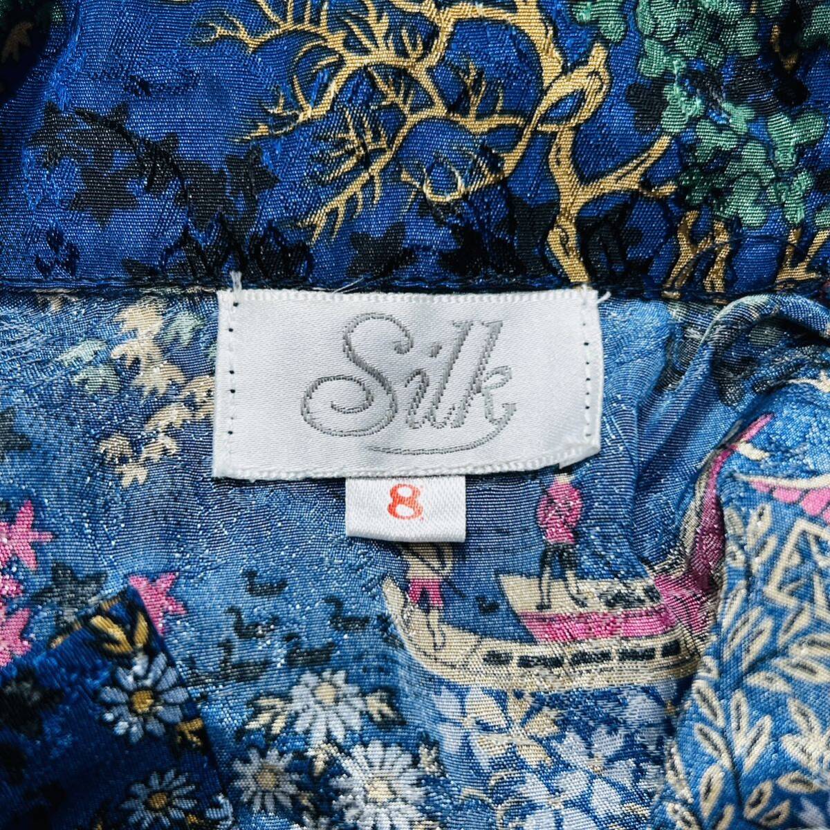 YT1415 Silk シルク キッズ チャイナ服 上下セット サイズ8（約120cm）_画像7