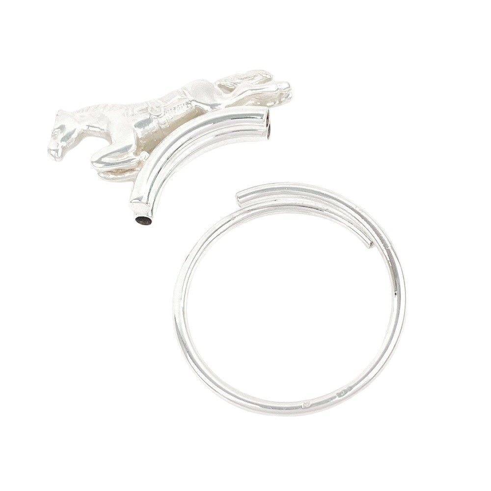 # новый такой же # Hermes кольцо для ключей шланг узор лошадь ключ SV 925 серебряный [130786]