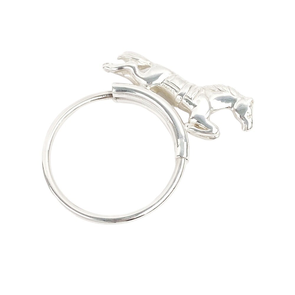 # новый такой же # Hermes кольцо для ключей шланг узор лошадь ключ SV 925 серебряный [130786]