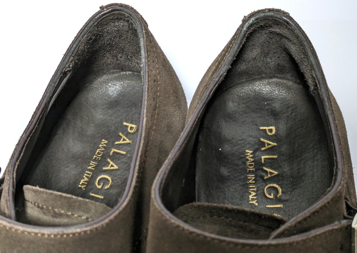 ［良品] イタリア製　PALAGIO 40 25cm　ダブルモンクストラップ　スエードレザー　ビジネスシューズ　高級靴　本革　フォーマル　送料無料