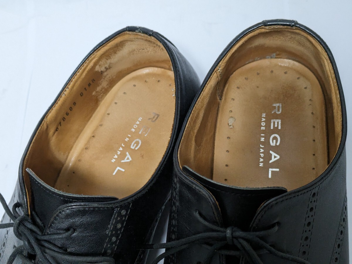 REGAL　25cm　ストレートチップ ビジネスシューズブラック　高級靴　本革　レザー　フォーマル　紳士靴　ドレス　革靴　送料無料
