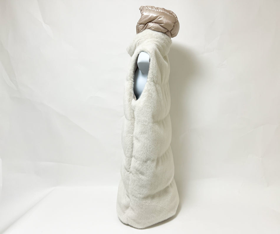 HERNO hell no lady's long down vest PIUMINO feathers hood ivory light gray size :40 PI001729D 12354 1985