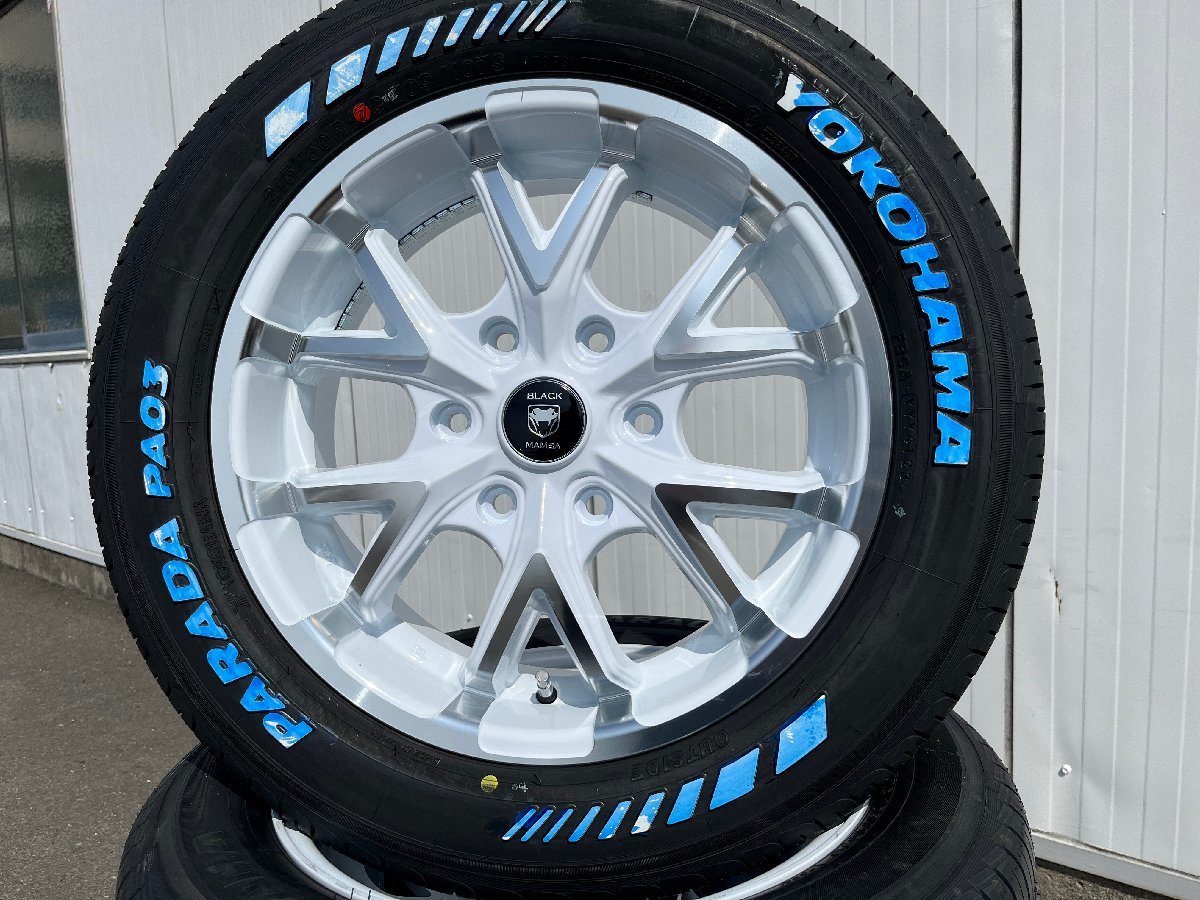 車検対応!! 17インチ 6.5j+35 新品 4本 タイヤホイールセット 215/60R17 ホワイトレター 深リム ハイエース レジアスエース YOKOHAMAの画像4