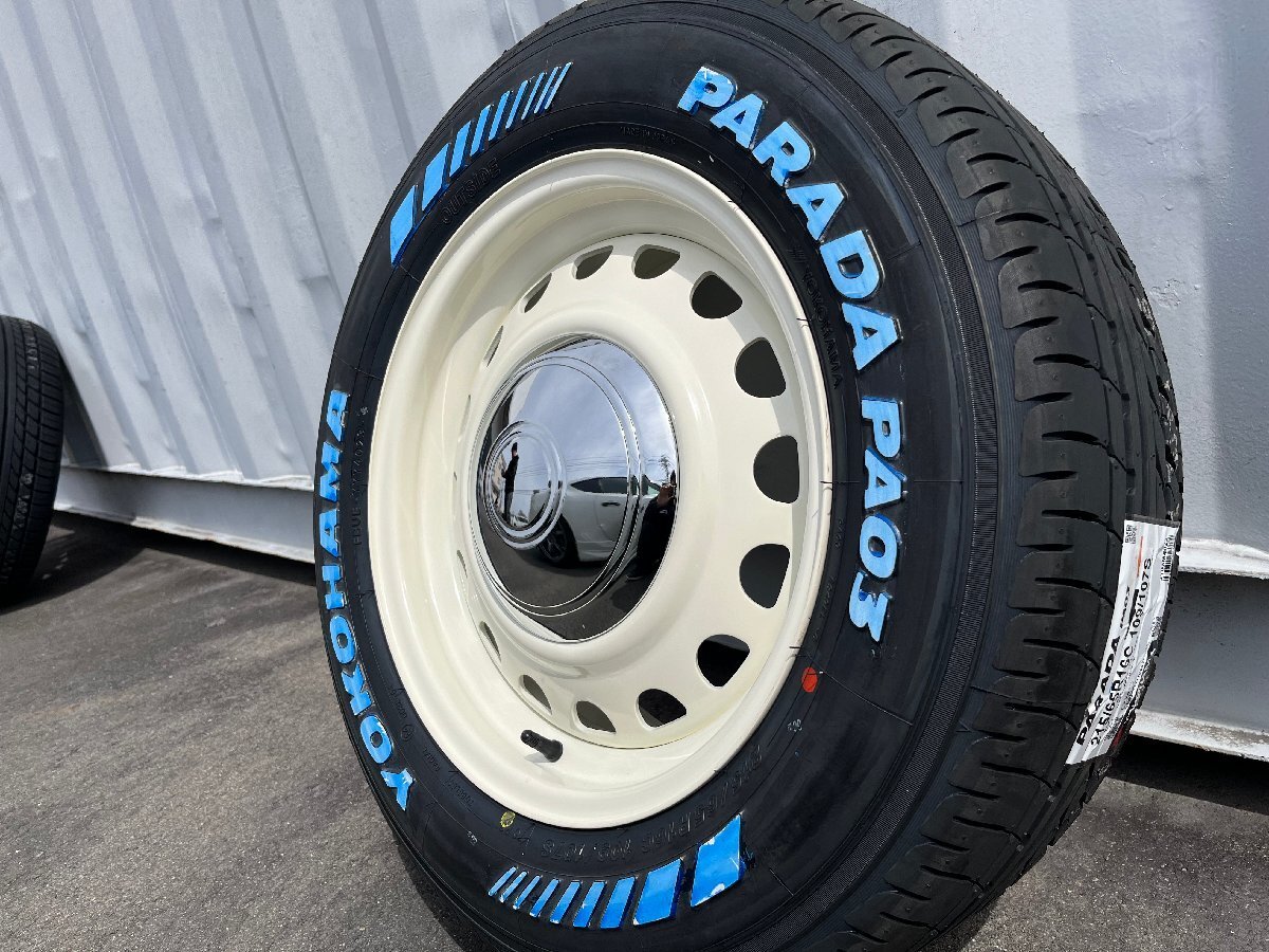 純正車高装着可!! 16インチ 7j+38 215/65R16C 4本セット 新品 タイヤホイールセット ハイエース レジアスエース 鉄チン ヨコハマ PARADA_画像8