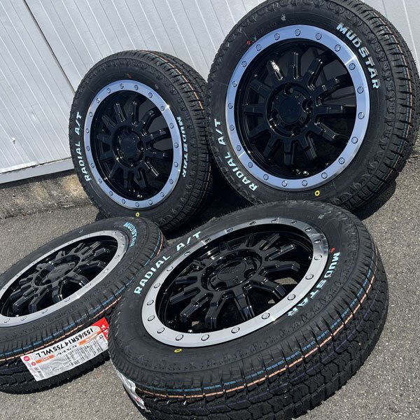 155/65R14 14インチ タイヤホイール ハイゼットカーゴ S320V S321V S330V S331V 新品 4本セット マッドスター ラジアルAT ホワイトレター_画像8