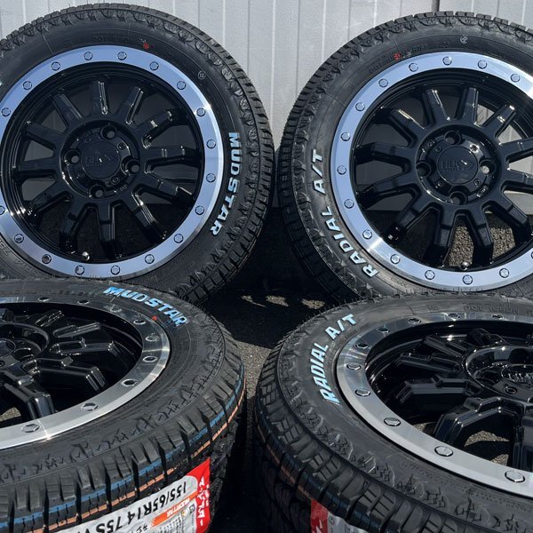 リフトアップ 軽自動車 軽トラ 軽バン全般 165/65R14 14インチ 新品タイヤホイール 4本セット マッドスター ラジアルAT ホワイトレター_画像2