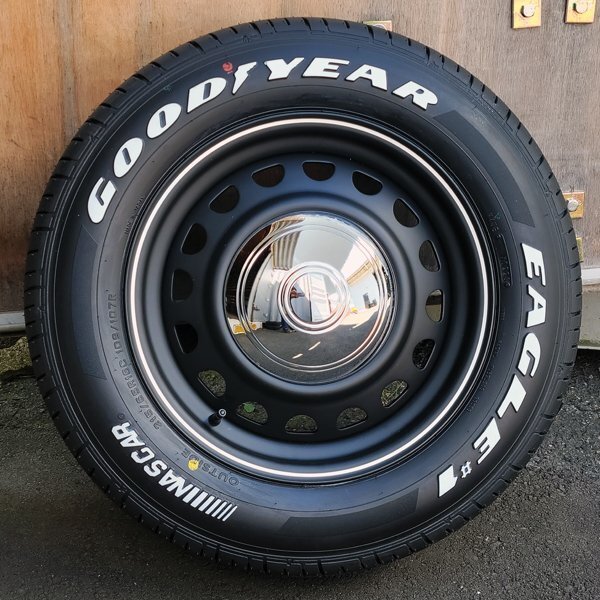 新作 ハイエース 200系 レジアスエース グッドイヤー ナスカー 215/65R16C タイヤ ホイール 4本 セット ホワイトレター D-STEEL_画像3