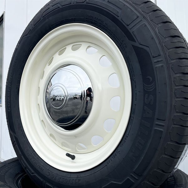 新品 タイヤホイール 4本セット ハイエース 200系 バン専用タイヤ 215/65R16C SAILUN COMMERCIO PRO D-STEEL ホワイト 即納可_画像4