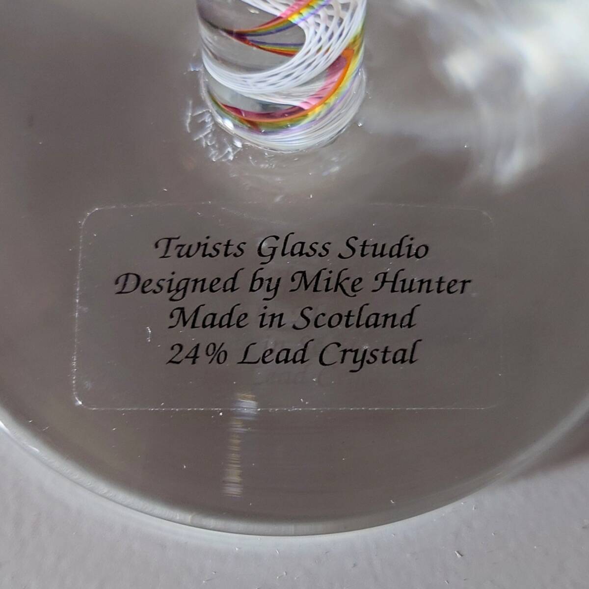 英国スコットランド【Twists Glass Studio】 Mike Hunter ツイストワイングラス ［未使用］アートガラス②イギリス クリスタル_画像6