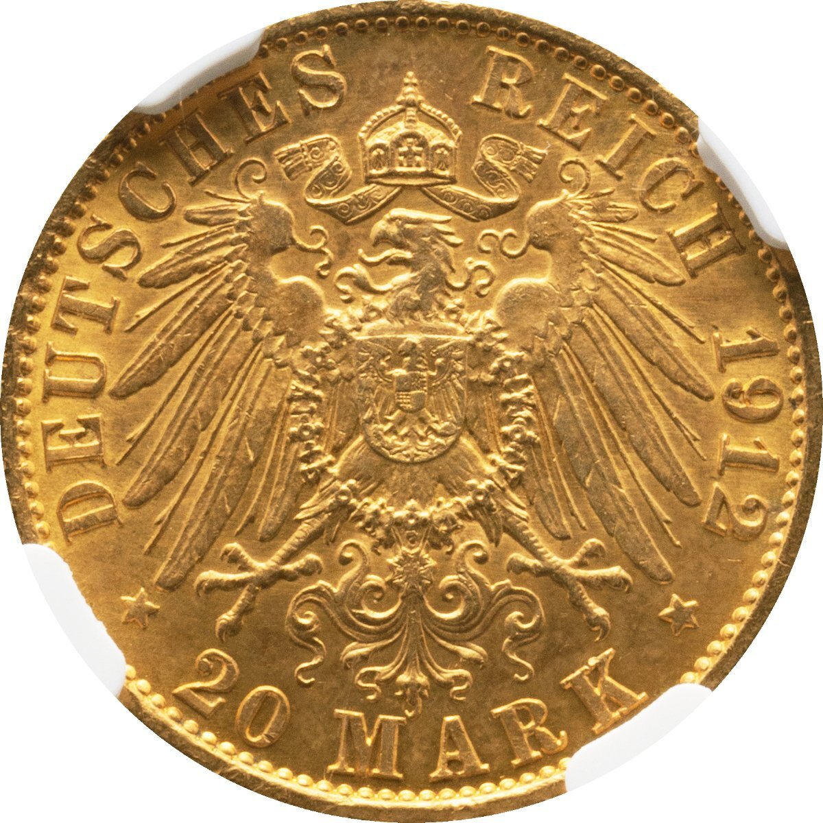 ドイツ・プロシア　20マルク金貨　1912年A　ヴィルヘルム2世　NGC(MS63)_画像3