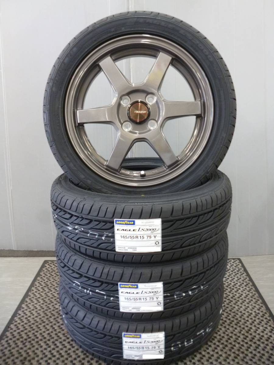 新品・J-TECH S6★ガンメタ★グッドイヤー165/55R15セット★アルト・ラパン・コペン・ミラ・ムーブ・タント・N-BOX・N-ONE★軽自動車に★G_画像1