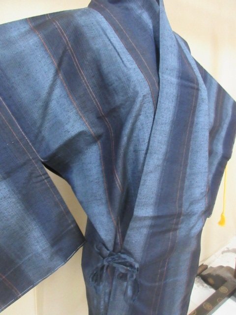 1 jpy superior article silk door garment Japanese clothes coat pongee .. gradation bonito .. stylish high class . length 96cm.66cm[ dream job ]***