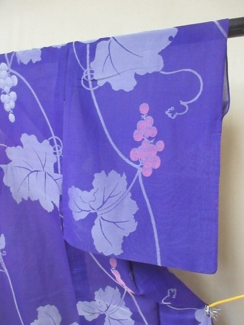 1 jpy superior article silk kimono fine pattern . antique retro purple .. Tang . stylish high class single . length 151cm.64cm[ dream job ]***