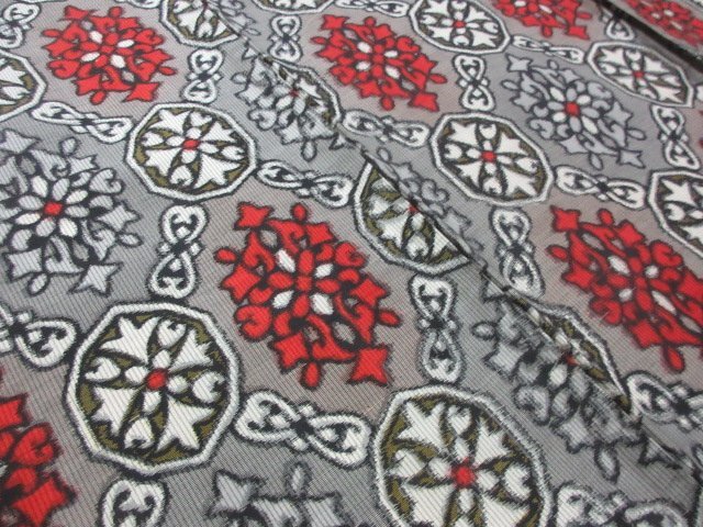 1 jpy superior article silk kimono fine pattern .. pongee antique olientaru. flower flower . stylish high class . length 145cm.62cm[ dream job ]***