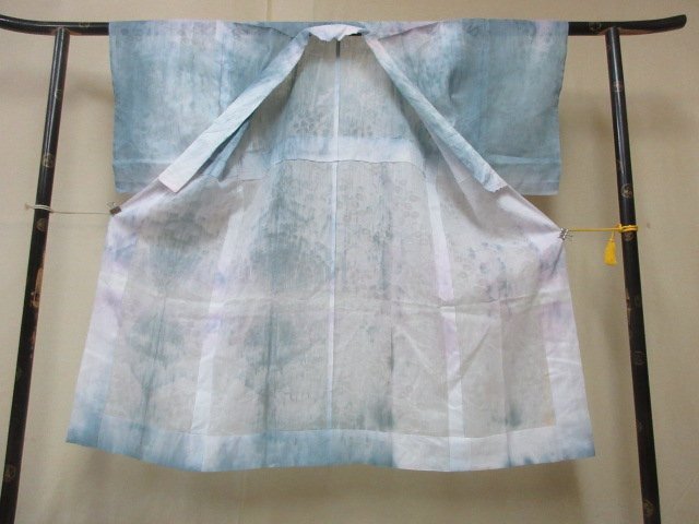 1 jpy used flax long kimono-like garment for man antique Taisho .. retro gradation single . long kimono-like garment length 117cm.63cm * excellent article *[ dream job ]****