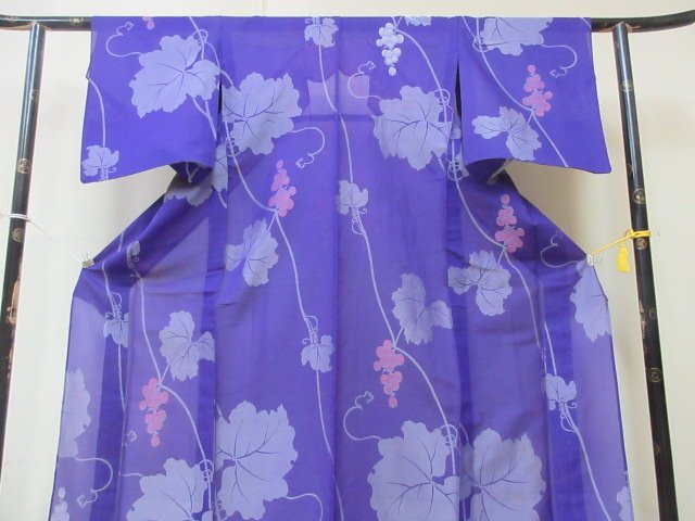 1 jpy superior article silk kimono fine pattern . antique retro purple .. Tang . stylish high class single . length 151cm.64cm[ dream job ]***