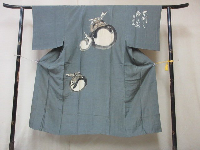 1 jpy superior article silk long kimono-like garment for man antique .. high class . good-looking . length 141cm.66cm[ dream job ]***