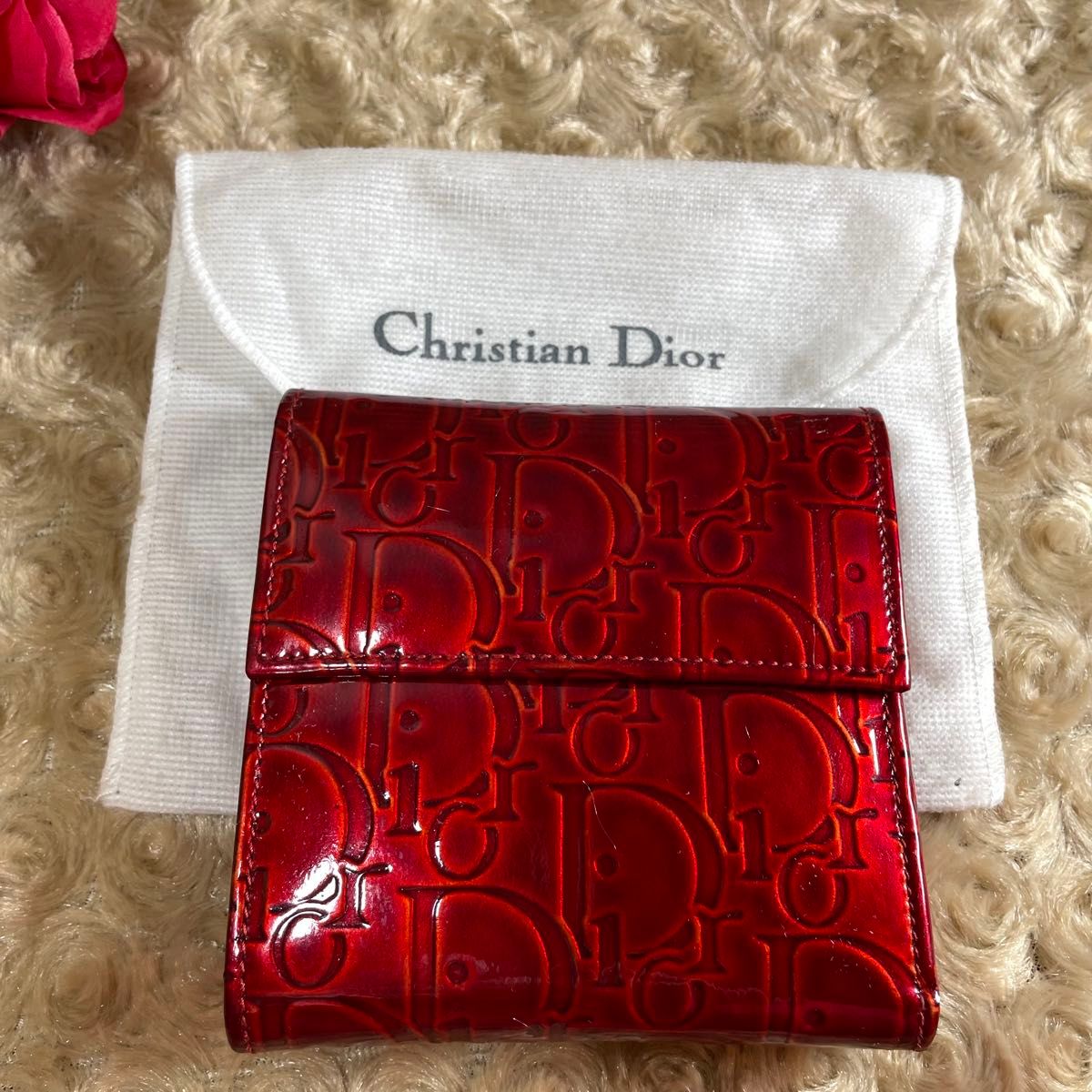 【人気のトロッター柄】クリスチャン ディオール dior エナメル 折り財布