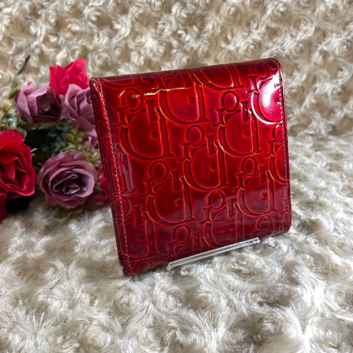 クリスチャンディオール トロッター柄 エナメル 折り財布 人気のトロッター柄】クリスチャン ディオール dior エナメル