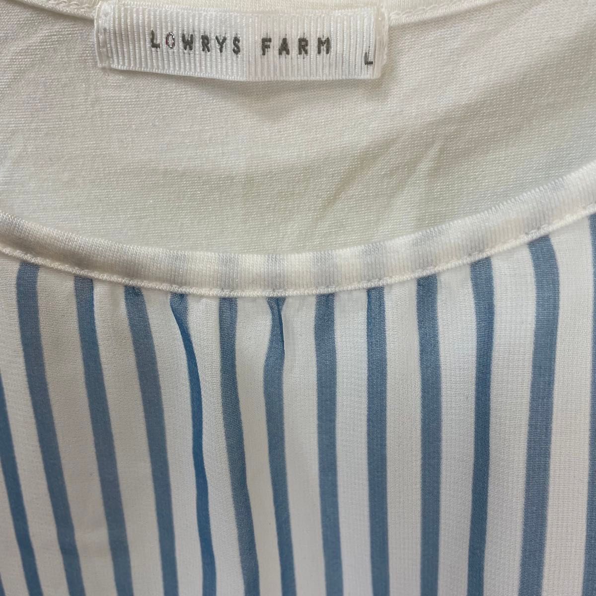 LOWRYS FARM 半袖Tシャツ　半袖ブラウス　ストライプ　春夏　薄手　L