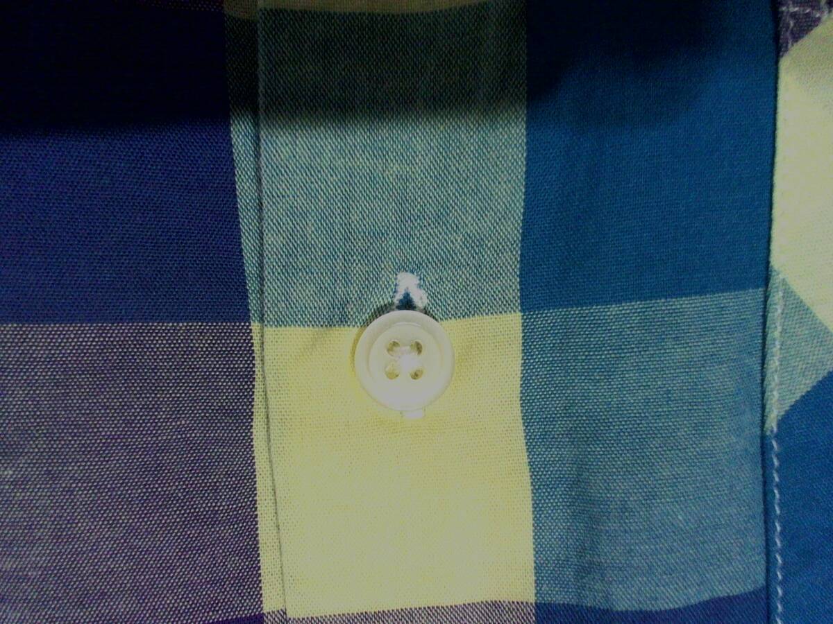 ☆【THE SHOP TK MIXPICE】半袖シャツ　コットンシャツ チェックシャツ 2 紺　紫 黄緑　タケオキクチ _画像5