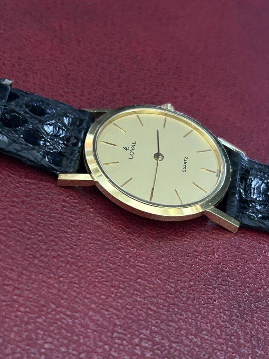 LOYAL Quartz K18YG 腕時計 金製品 LOYAL GOLD スイス時計 高級 定価60万 金時計 平和堂 保証書付き_画像4