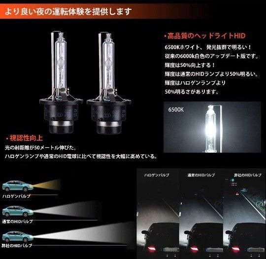 Briteye(まぶしい) ヘッドライト D2S HID バルブ 35W 純正交換用バルブ 6500K 12V 車用 2個入り