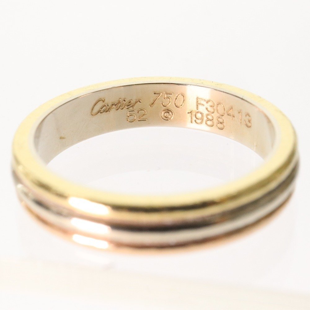 Cartier カルティエ スリーカラーリング 750 K18 52 イニシャル 指輪 イエロー ゴールド ピンク レディース アクセサリー 中古_画像5
