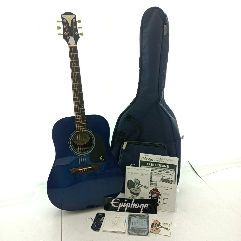 EPIPHONE エピフォン Acoustic Guitar アコースティック ギター GUARANTEED PRO-1 TL ブルー ケース アコギ フォーク 弦楽器 中古_画像1