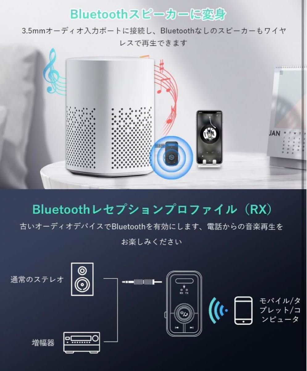 Bluetoothトランスミッター ハンズフリー 送受信 バッテリー長持ち  レシーバー Bluetooth 送信機 受信機