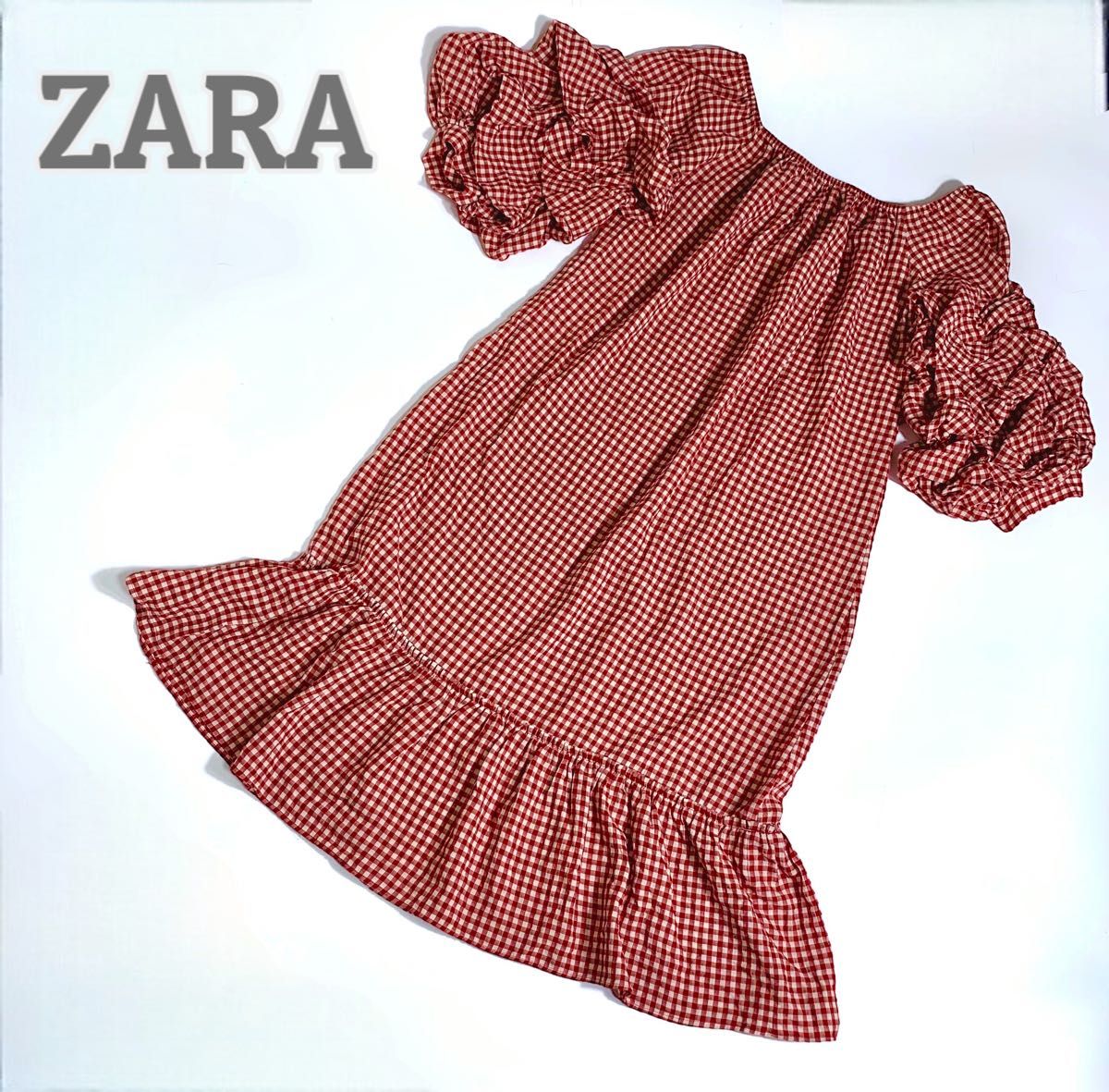 【ギンガムチェック柄】ZARA ザラ　ロングワンピース　ドレス ワンピース チュニック　レディースワンピース　